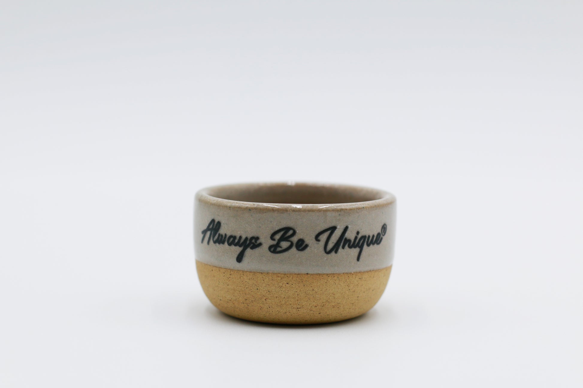 Handmade stoneware ramekin bowl for dips, jellies, nuts, olives and sauces - small ceramic dish supporting inclusive employment reminding everyone to Always Be Unique.