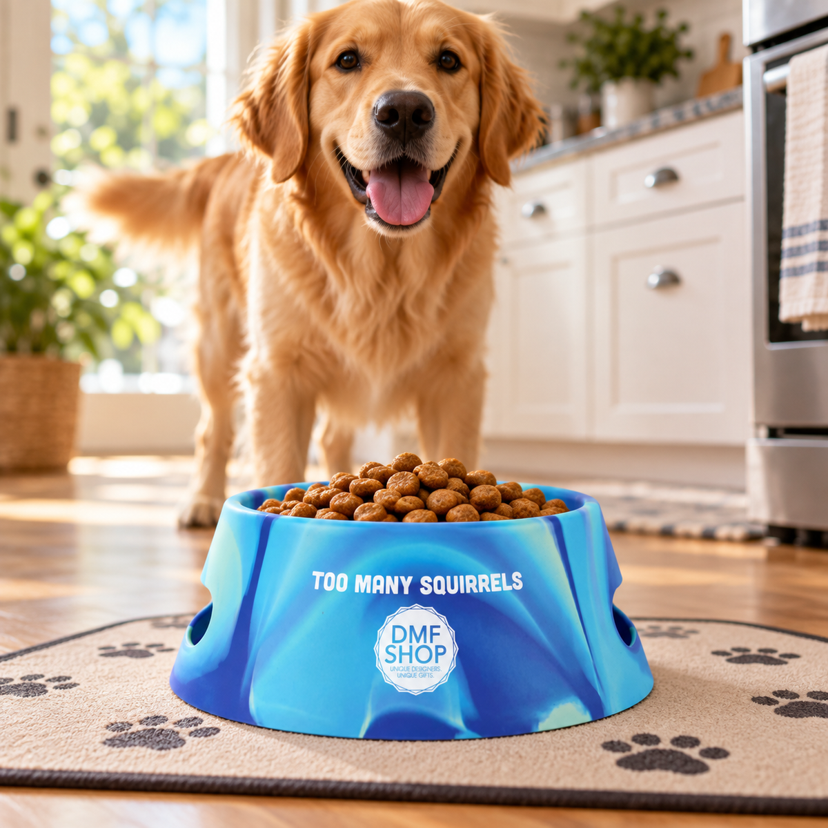 Too Many Squirrels Dog Bowl