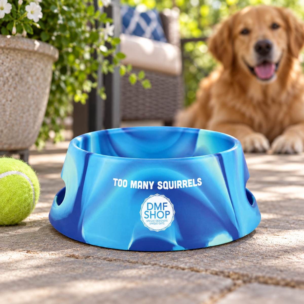 Too Many Squirrels Dog Bowl