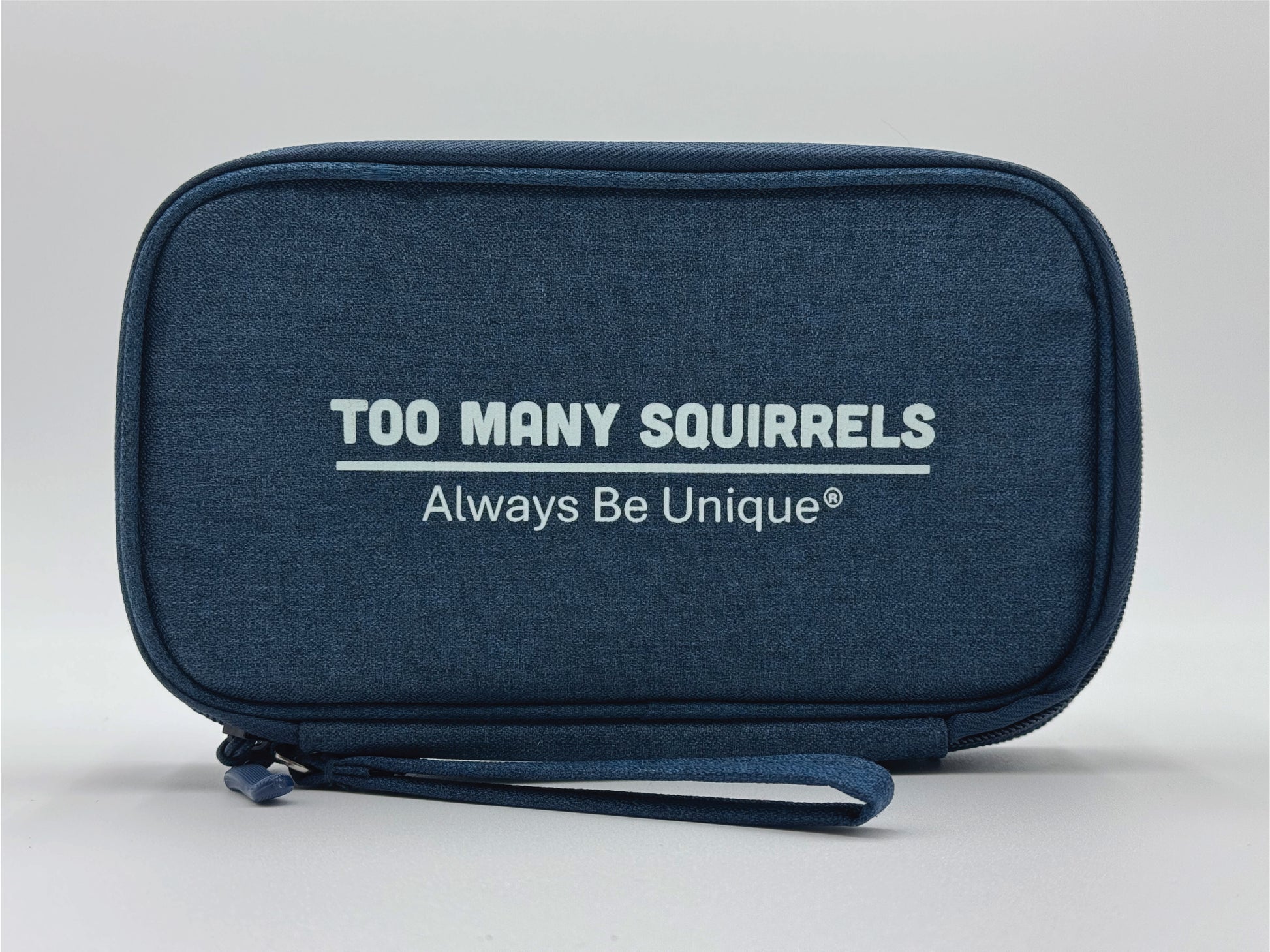 Unique gift idea supporting autism and developmental disabilities. Daily essential - purpose driven pouch. Everyday storage bag that says Too Many Squirrels / Always Be Unique.
